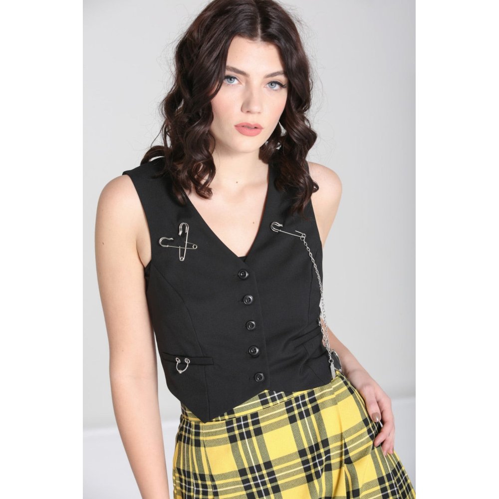 Hell Bunny - Rebellion Dames gilet - XL - Zwart